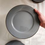 PLATOS ABU DHABI GRIS BORDE DORADO - Imagen 4