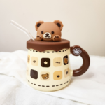 TAZA OSO TAPA SILICONA Y BOMBILLA VIDRIO - Imagen 2