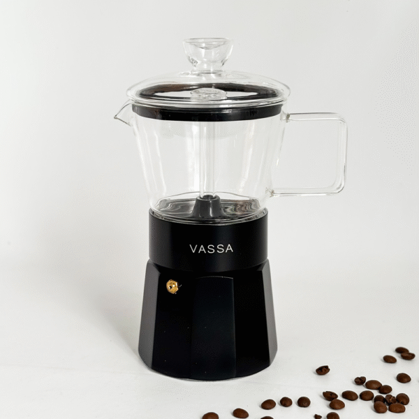 CAFETERA ITALIANA DE BOROSILICATO 360ML NEGRA