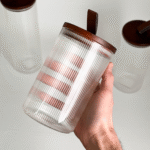 FRASCO REDONDO VIDRIO CON RAYAS - Imagen 2