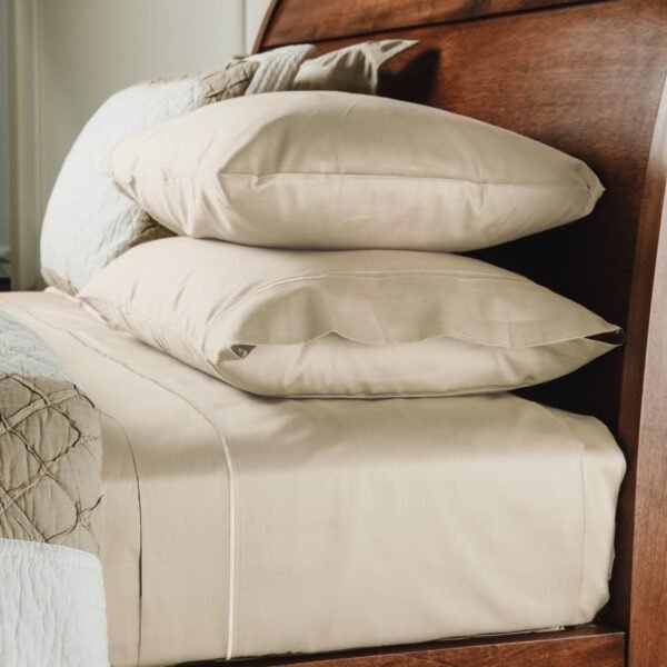 SABANA 400 HILOS CON FESTON NATURAL KING