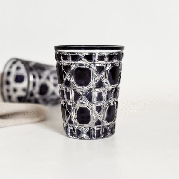 SETX6 VASOS VIDRIO LABRADO SAKURA NEGRO