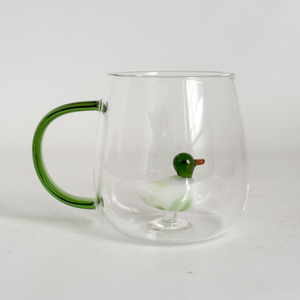 IMG_0798 2 TAZA DE VIDRIO SAKURA CRYSTAL SAFARI PATO - Imagen 1