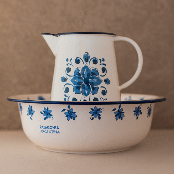 COMBO JARRA + BOWL XL FLORES AZULES