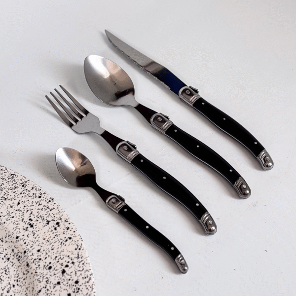 SET X24 CUBIERTOS PRAGA NEGRO