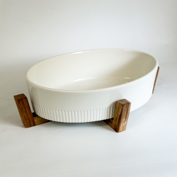 FUENTE OVALADA PARA HORNO CON BASE APOYO MADERA