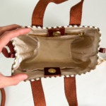 CARTERA MINIBAG MEXICO ROMBOS DORADOS Y BLANCO - Imagen 3