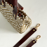 CARTERA MINIBAG MEXICO ROMBOS DORADOS Y BLANCO - Imagen 4