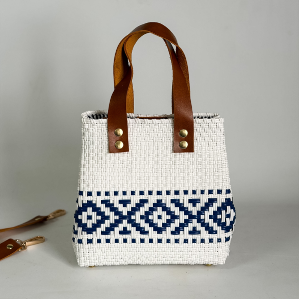 CARTERA MINIBAG MEXICO BLANCA Y AZUL