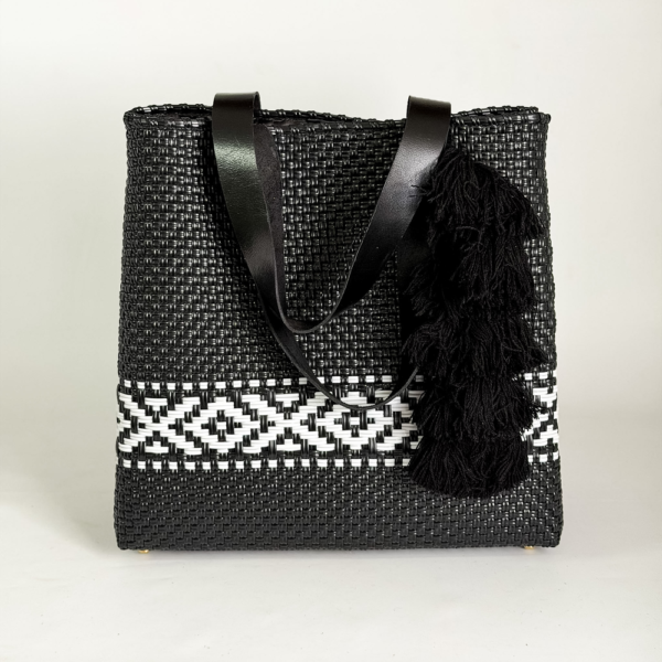 BOLSO HANDBAG MEXICO NEGRO CON GUARDA BLANCA