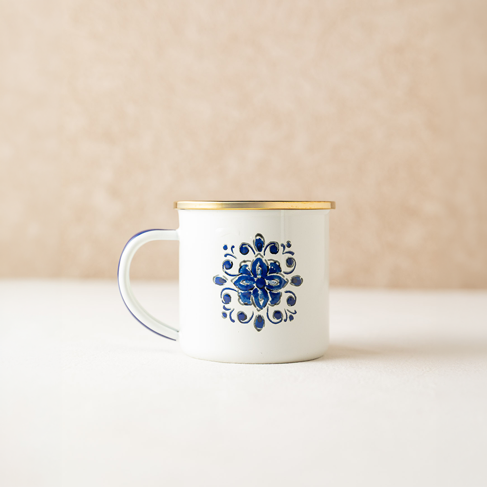 Mate Flores azules 1 JARRITO MATE CON ASA FLORES AZULES - Imagen 1